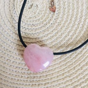 Rose Quartz Heart Pendant on adjustable necklace stocking stuffer